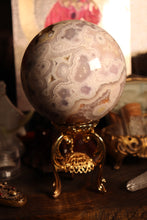 Load image into Gallery viewer, Pastel Flower Agate x Pink Amethyst Sphere with Druzy &amp; Red Hematite Inclusions