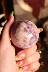 Juicy Purple & Pink Amethyst x Flower Agate Sphere with Druzy Cave