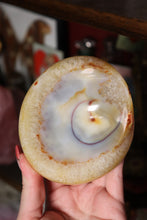 Load image into Gallery viewer, Funky Milky Yellow &amp; Blue Carnelian Bowl with Quartz