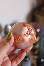 Load image into Gallery viewer, Cool-Toned Pink Carnelian Sphere with Quartz