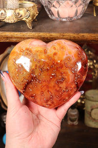 XL Mossy Carnelian Heart