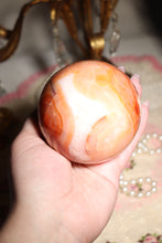 Load image into Gallery viewer, Large Peachy Carnelian Sphere with Quartz