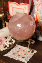 Load image into Gallery viewer, Shimmery Pink Star Rose Quartz Sphere with Red Hematite Inclusions (RQ2)