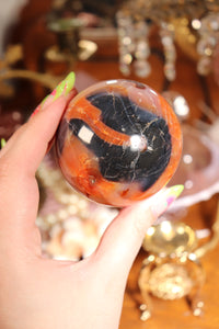 “Ink Splatter” Carnelian Sphere