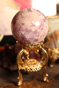 Juicy Purple & Pink Amethyst x Flower Agate Sphere with Druzy Cave