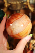 Load image into Gallery viewer, “Quartz Sandwich” Carnelian Sphere