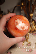 Load image into Gallery viewer, Large Peachy Carnelian Sphere with Quartz