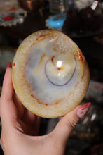 Load image into Gallery viewer, Funky Milky Yellow &amp; Blue Carnelian Bowl with Quartz