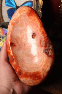 Large Banded Peach Carnelian Bowl