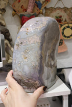 Load image into Gallery viewer, XL 22lbs Cool-Toned Blue Flower Agate with Quartz Freeform