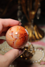 Load image into Gallery viewer, Banded Peachy Quartz Carnelian Sphere