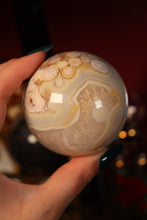 Load image into Gallery viewer, Flower Agate Sphere with Banding &amp; Quartz Inclusions