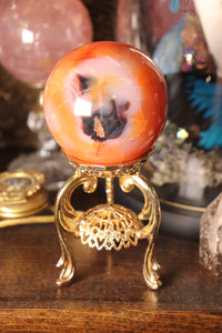 “Ink Spill” Carnelian Sphere