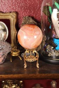 Peachy Carnelian Sphere with Natural Cave