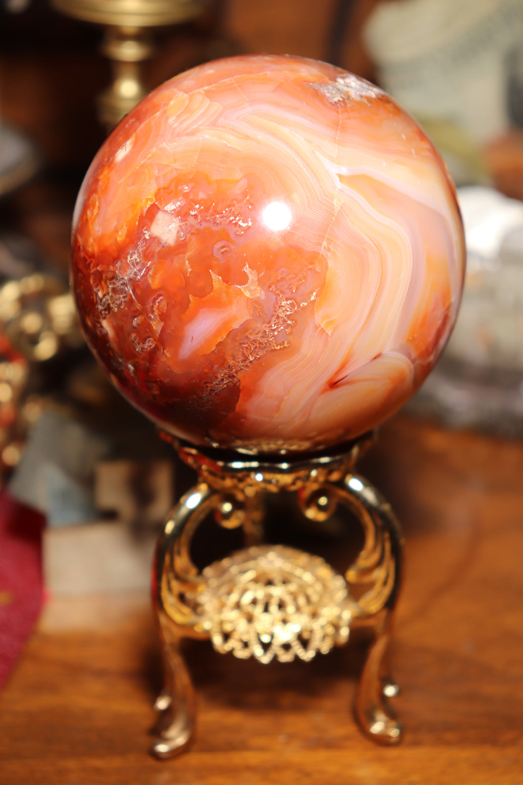 Mossy Peach Carnelian Sphere