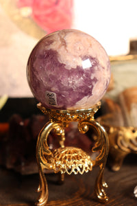 Juicy Purple & Pink Amethyst x Flower Agate Sphere with Druzy Cave