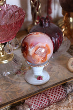 Load image into Gallery viewer, Cool-Toned Pink Carnelian Sphere with Quartz