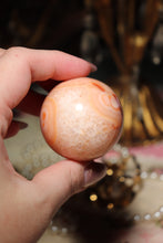Load image into Gallery viewer, Banded Peachy Quartz Carnelian Sphere