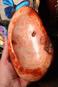 Large Banded Peach Carnelian Bowl