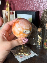 Load image into Gallery viewer, Peach Carnelian x Orca Agate x Quartz Sphere