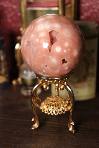 Bubblegum Pink Amethyst x Flower Agate Sphere