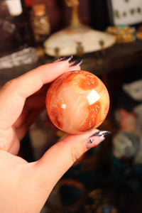 Peachy Banded Carnelian Sphere