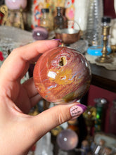 Load image into Gallery viewer, Unique Strawberry Sea Jasper Sphere with Druzy