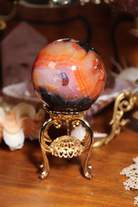 “Ink Splatter” Carnelian Sphere