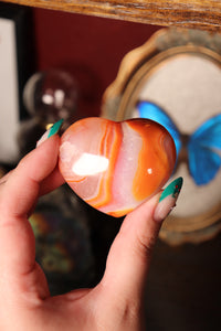 Pink & Orange Carnelian Heart with Quartz