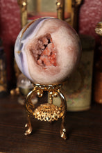 Load image into Gallery viewer, Unique Druzy Pink Amethyst with Blue Agate Sphere