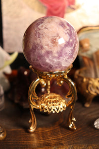 Juicy Purple & Pink Amethyst x Flower Agate Sphere with Druzy Cave