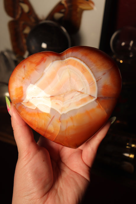 Large Banded Carnelian Heart