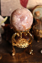 Load image into Gallery viewer, Pink Amethyst x Flower Agate Sphere with Quartz Cave