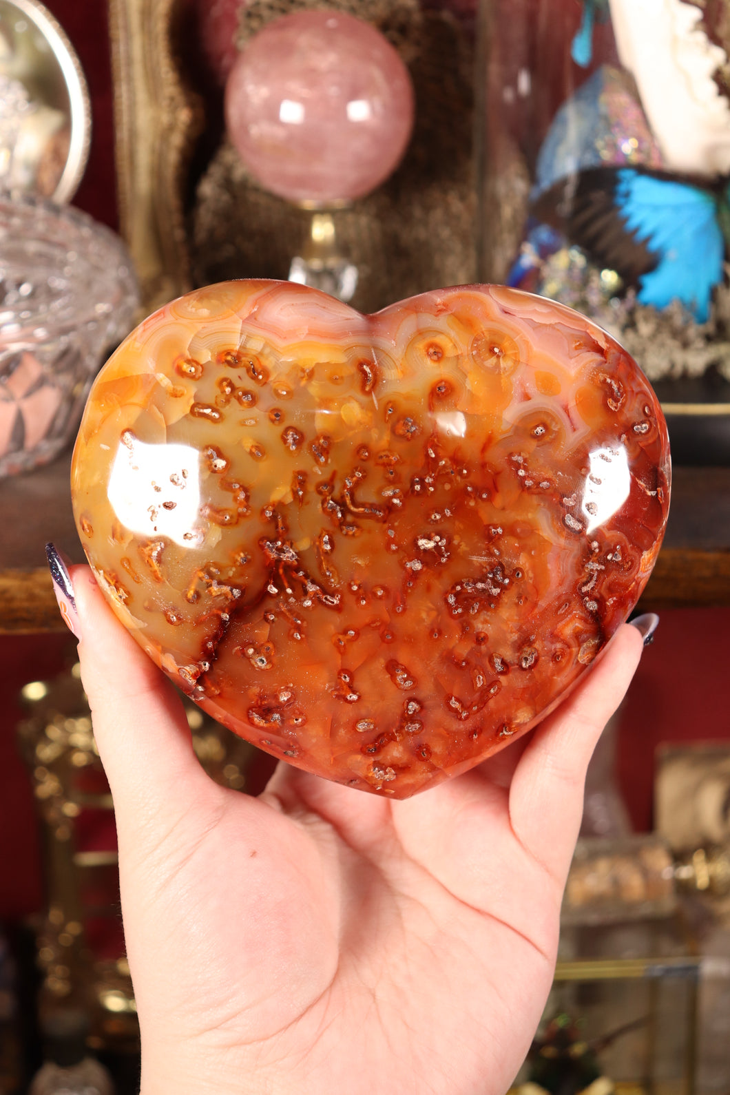 XL Mossy Carnelian Heart