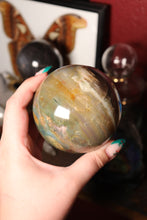 Load image into Gallery viewer, Unique Mossy Sea Jasper Sphere with Purple