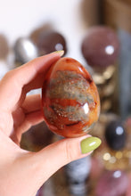 Load image into Gallery viewer, Green Mossy Carnelian Egg with Quartz