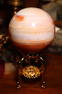 Milky Banded Carnelian Sphere