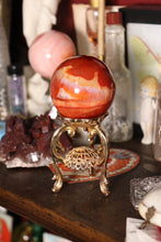Load image into Gallery viewer, “Tie Dye” Carnelian Sphere with Blue