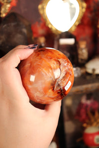 Peachy Carnelian Sphere with Natural Cave