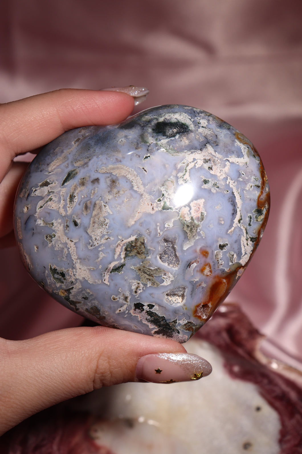 Sky Blue Cosmic Jasper Heart