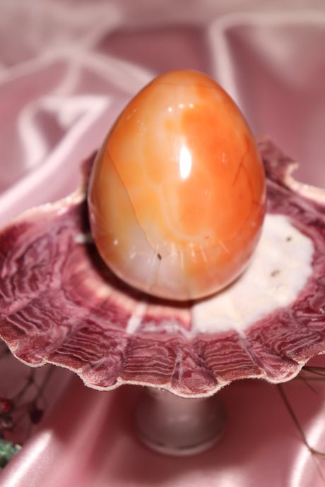 Peachy Carnelian Egg with Quartz