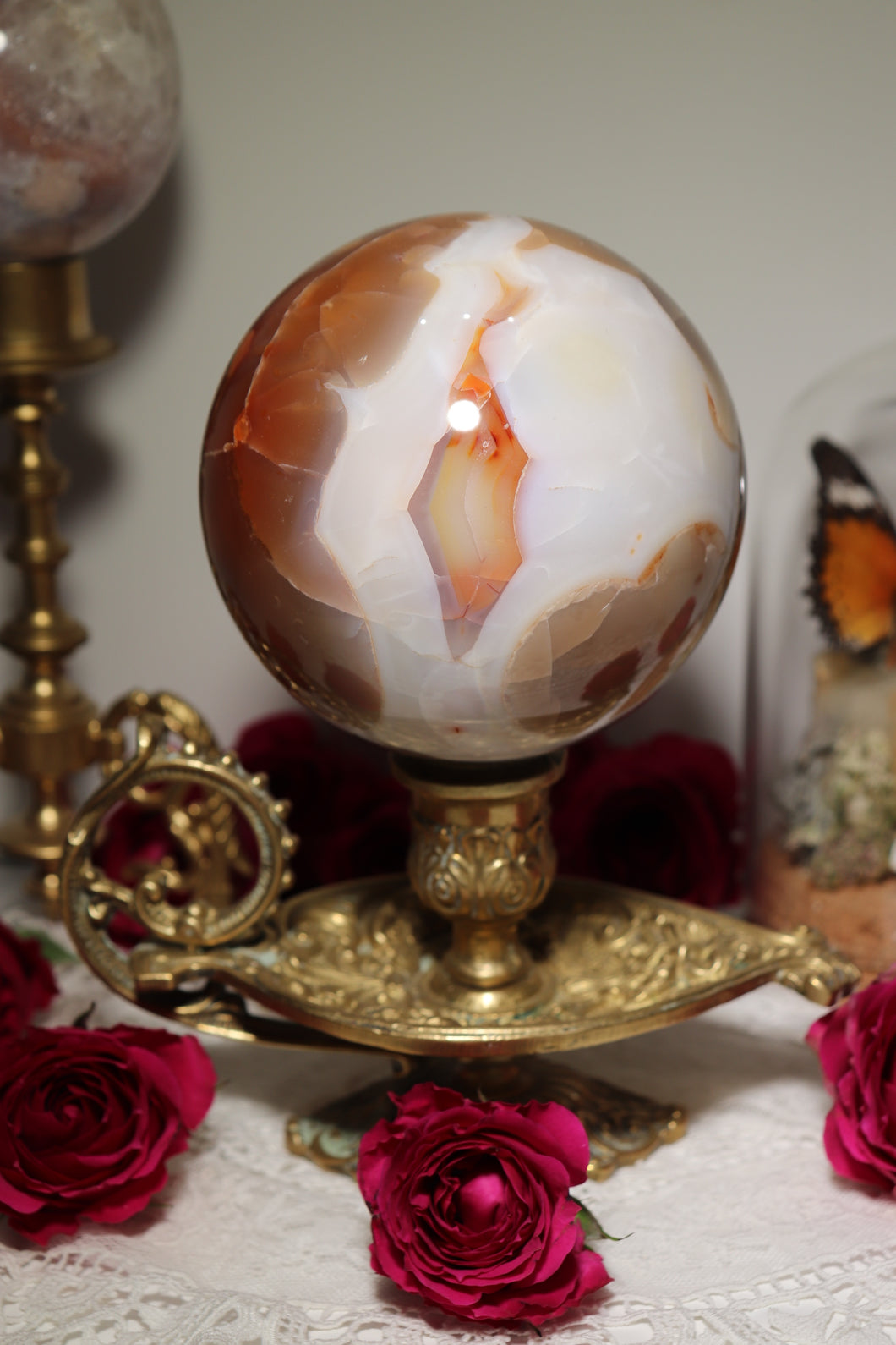 Large Milky Carnelian Sphere