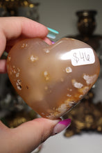 Load image into Gallery viewer, “Cream Puff” Flower Agate Heart