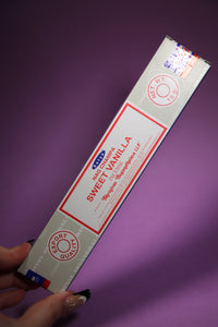 SATYA Sweet Vanilla Incense Sticks (15g Pack)