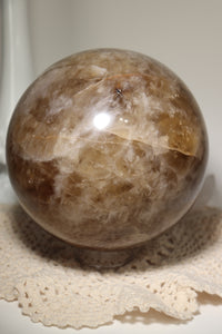 “Goal Getter” XL Natural Citrine Sphere with Quartz from India