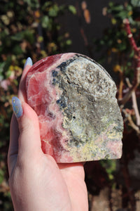 Semi-Polished, High Quality “Jelly” Rhodochrosite Freeform