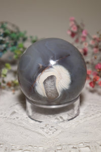 Small Orca Agate Sphere with Quartz