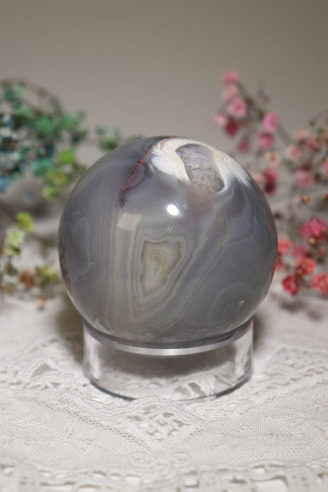 Small Orca Agate Sphere with Quartz